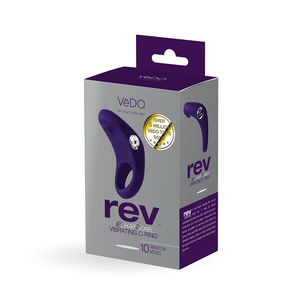 VeDO Rev Rechargeable Vibrating C-Ring Purple - Red Garter