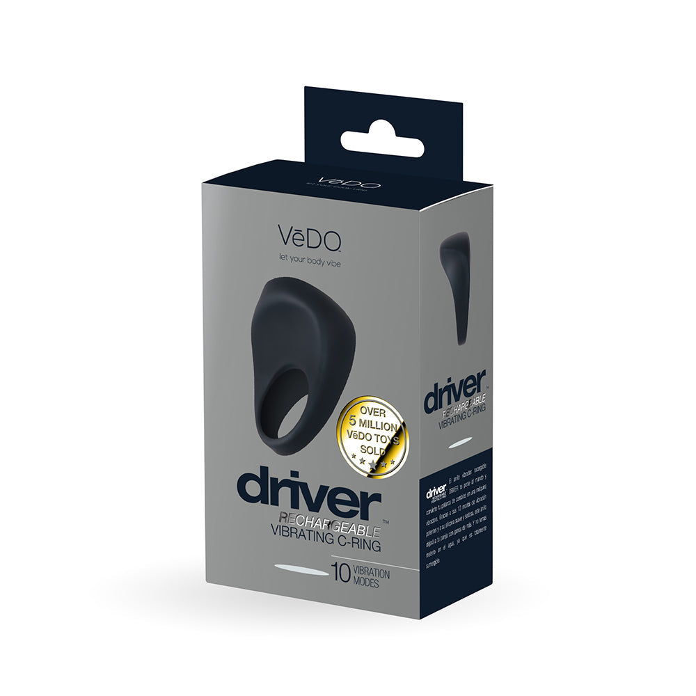 VeDO Driver Rechargeable Vibrating C-Ring Black - Red Garter