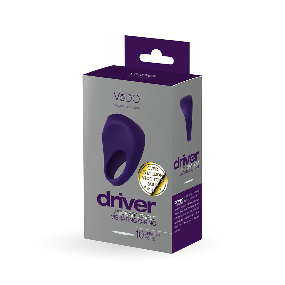 VeDO Driver Rechargeable Vibrating C-Ring Purple - Red Garter