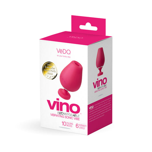 VeDO Vino Rechargeable Vibrating Sonic Vibe Pink - Red Garter