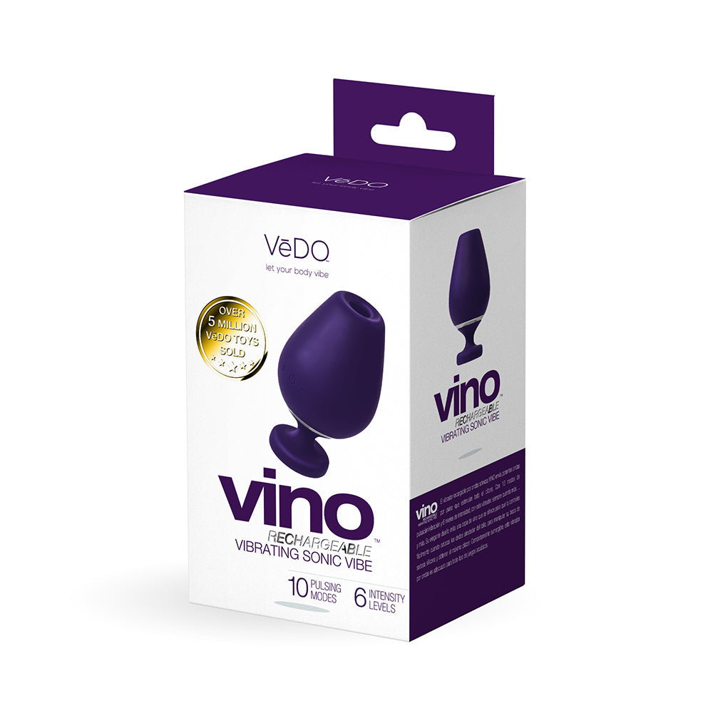VeDO Vino Rechargeable Vibrating Sonic Vibe Purple - Red Garter