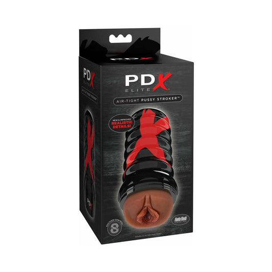 PDX Elite Air Tight Pussy Stroker Brown - Red Garter