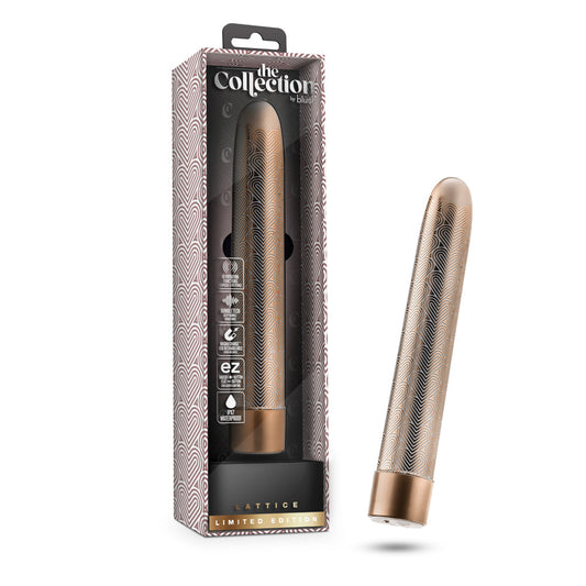 The Collection Lattice Limited Edition Rechargeable 7 in. Vibrator Rose Gold - Red Garter