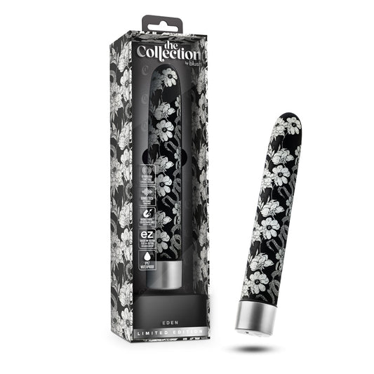 The Collection Eden Limited Edition Rechargeable 7 in. Vibrator Black - Red Garter