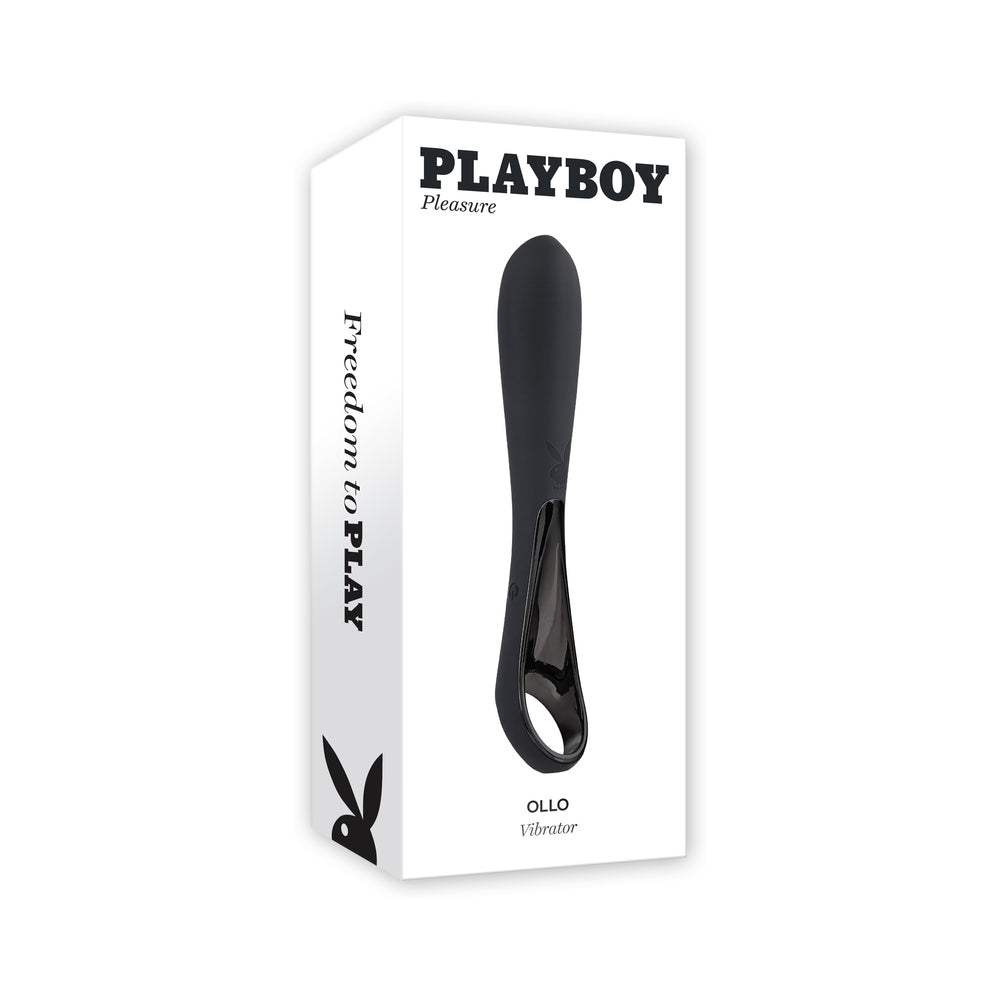Playboy Ollo Rechargeable Silicone Vibrator with Ring Handle 2 AM - Red Garter