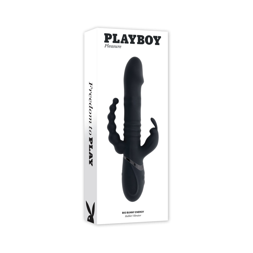 Playboy Big Bunny Energy Rechargeable Silicone Triple Stim Vibrator 2AM - Red Garter