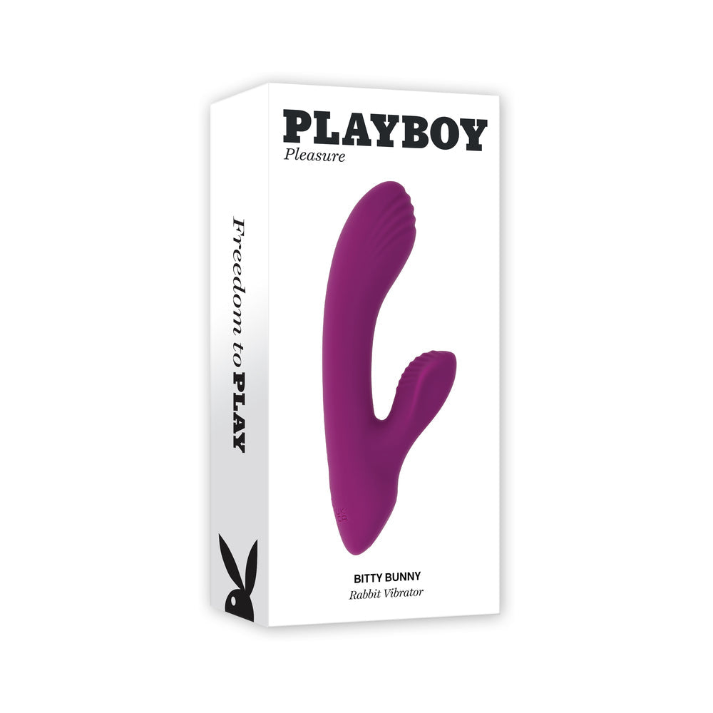 Playboy Bitty Bunny Rechargeable Silicone Mini Rabbit Vibrator Wild Star - Red Garter