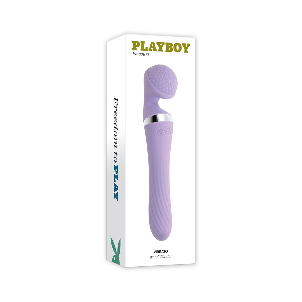 Playboy Vibrato Rechargeable Silicone Dual Ended Wand Vibrator Opal - Red Garter