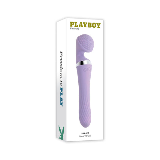 Playboy Vibrato Rechargeable Silicone Dual Ended Wand Vibrator Opal - Red Garter