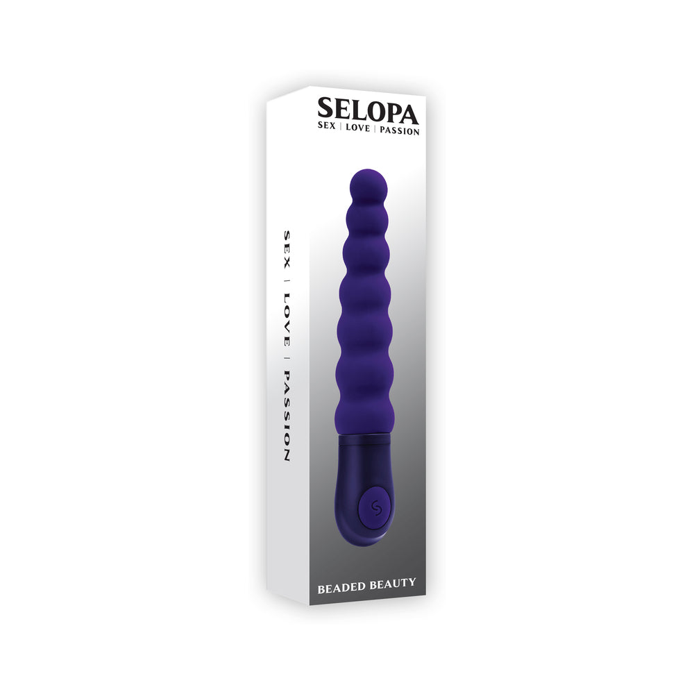 Selopa Beaded Beauty Silicone Vibrator Purple - Red Garter