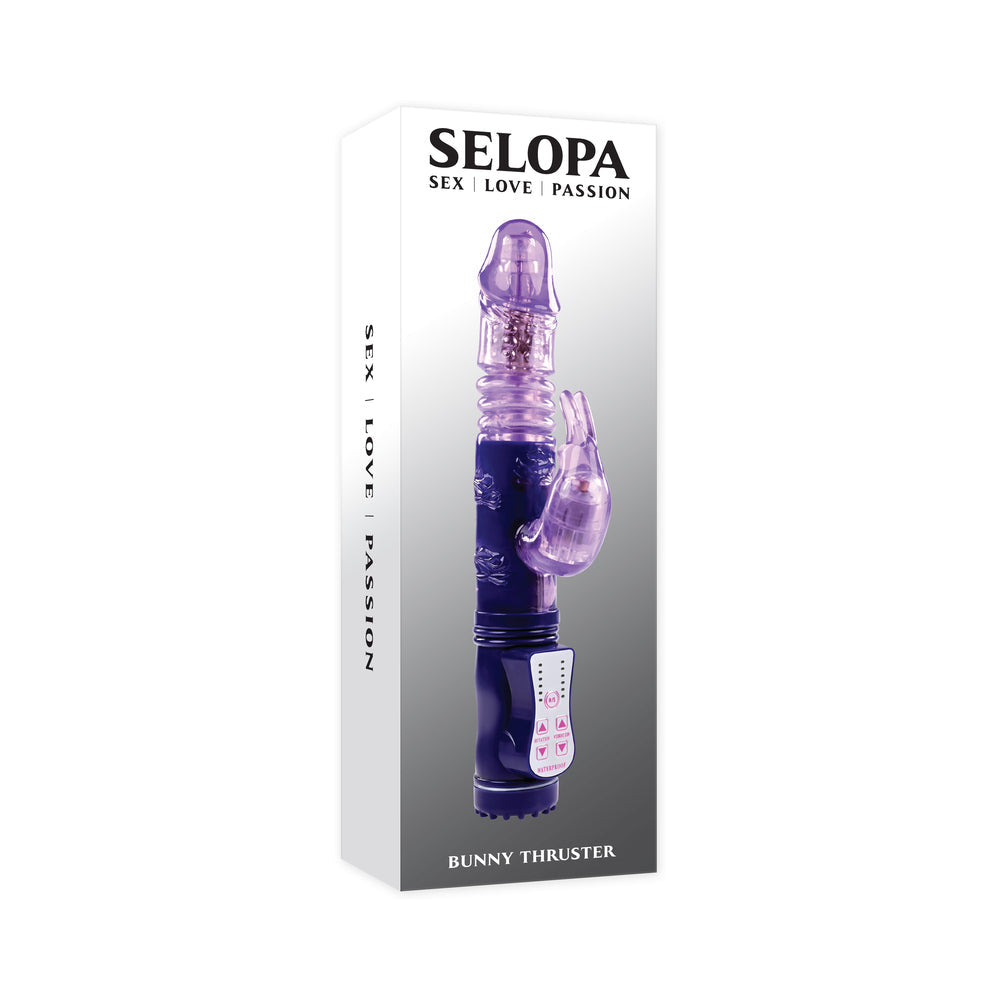 Selopa Bunny Thruster Thrusting Rabbit Vibrator Purple - Red Garter
