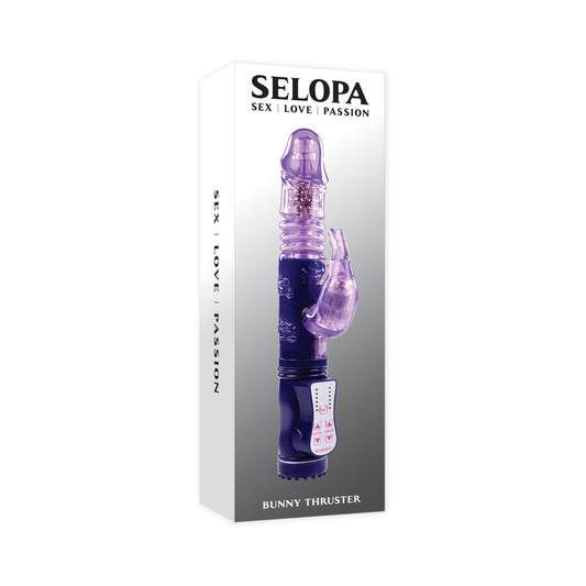 Selopa Bunny Thruster Thrusting Rabbit Vibrator Purple - Red Garter