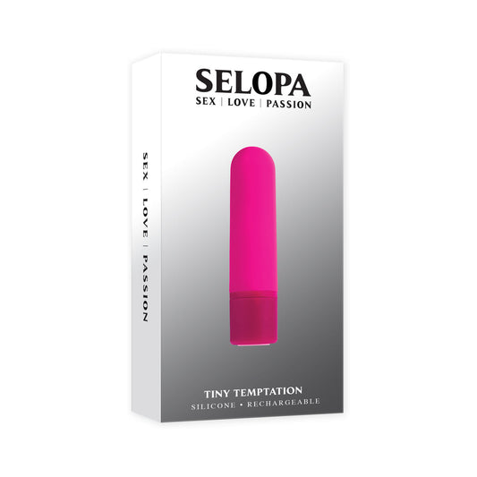 Selopa Tiny Temptation Rechargeable Silicone Bullet Vibrator Pink - Red Garter