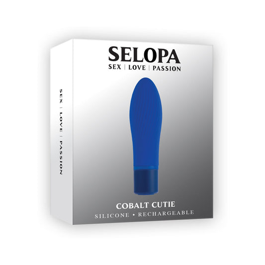 Selopa Cobolt Cutie Rechargeable Silicone Mini Vibrator Blue - Red Garter