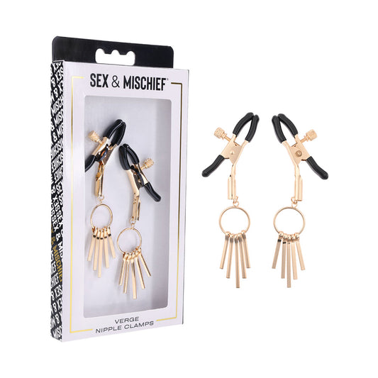 Sportsheets Sex & Mischief Verge Nipple Clamps - Red Garter