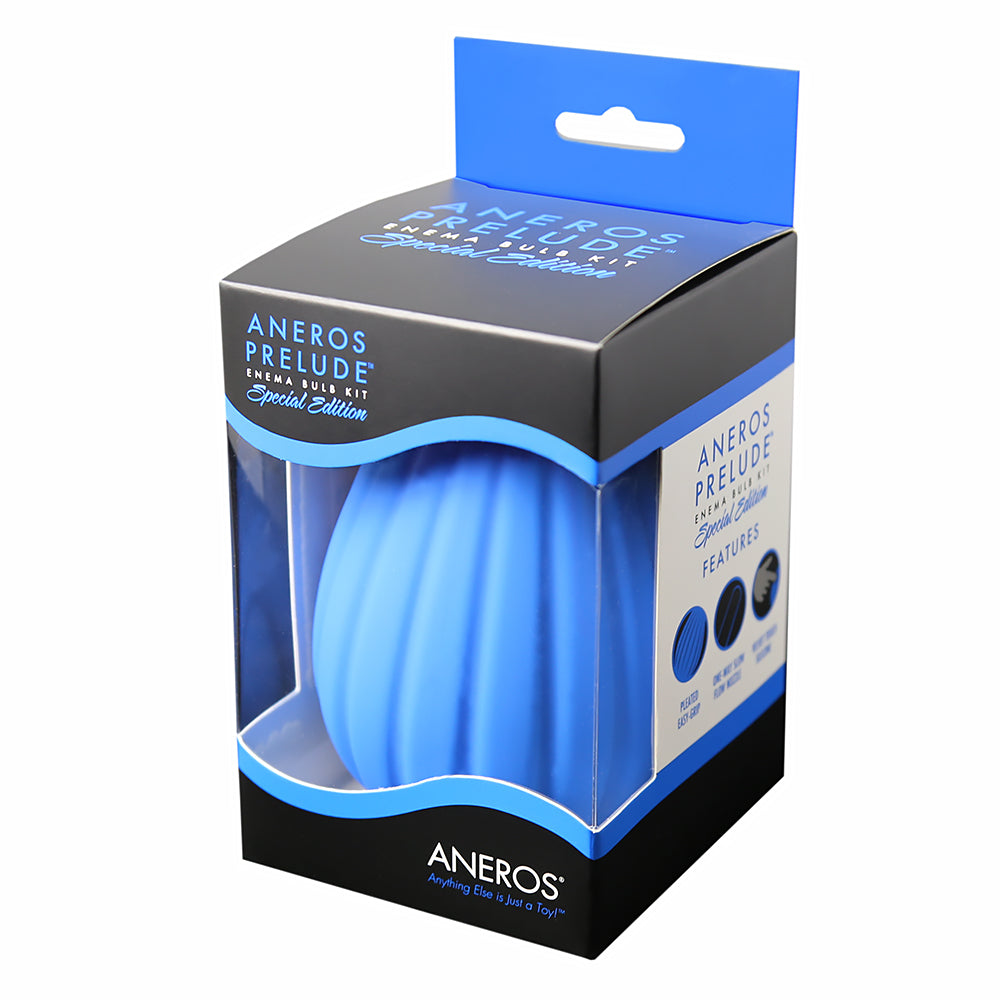Aneros Prelude Enema Bulb Kit Special Edition Blue - Red Garter