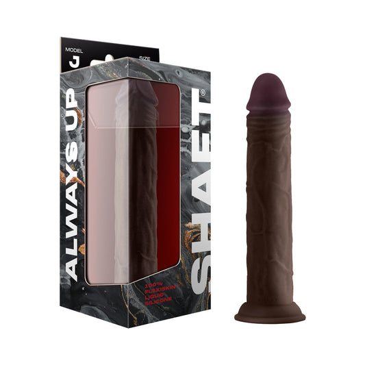Shaft Model J: 9.5 in. Dual Density Silicone Dildo Mahogany - Red Garter