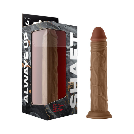 Shaft Model J: 9.5 in. Dual Density Silicone Dildo Oak - Red Garter