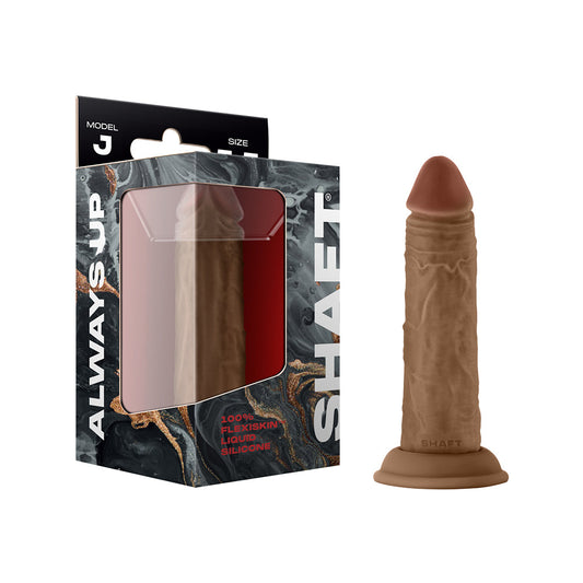 Shaft Model J: 5.5 in. Dual Density Silicone Dildo Oak - Red Garter