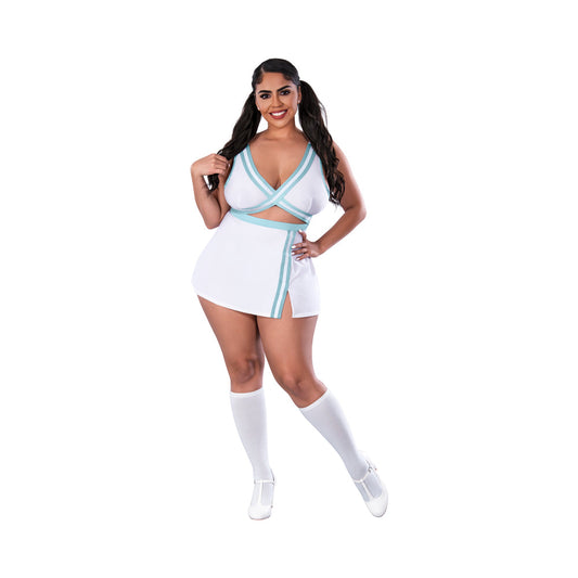 Magic Silk Dress Up School Spirit Costume White Queen Size - Red Garter