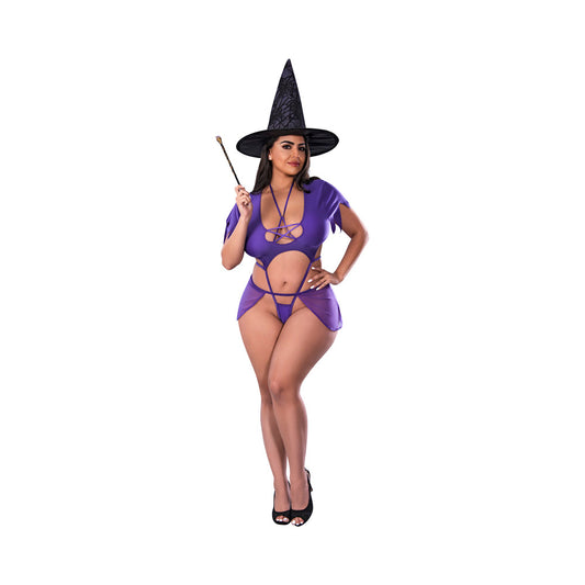 Magic Silk Dress Up Charmed Costume Purple Queen Size - Red Garter
