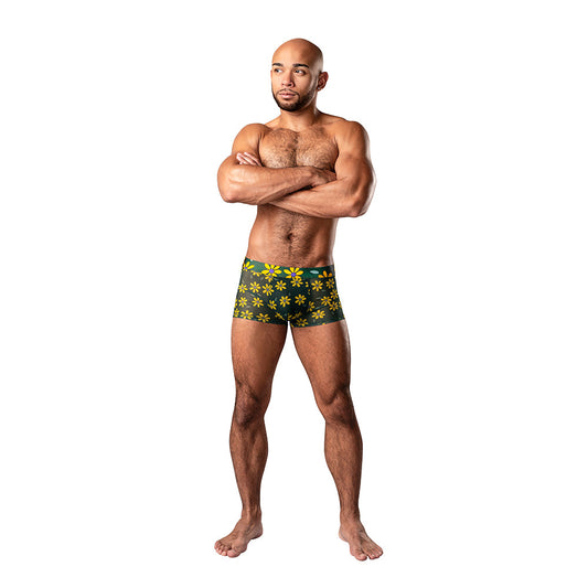 Male Power Petal Power Pouch Short Daisy Print XL - Red Garter
