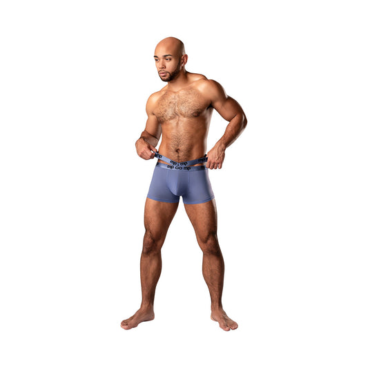 Male Power Infinite Comfort Amplifying Strappy Pouch Short Periwinkle S - Red Garter
