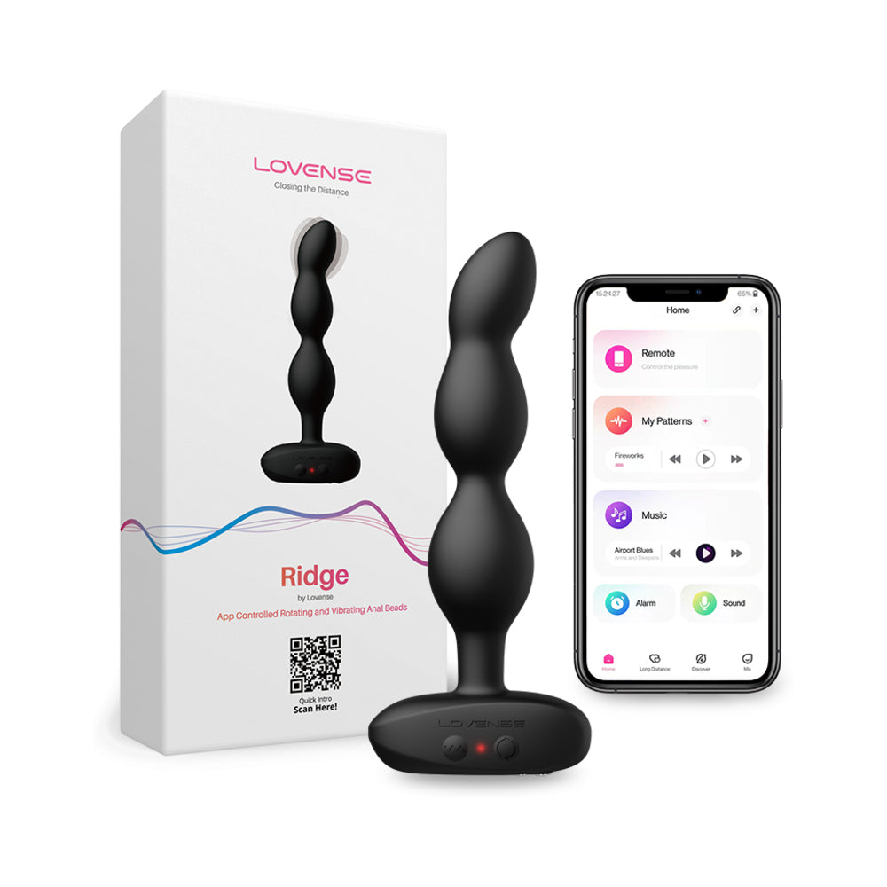 Lovense Ridge Vibrating and Rotating Anal Beads - Red Garter