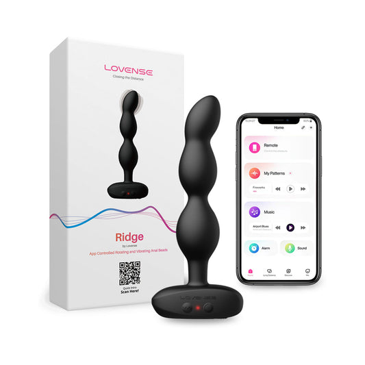 Lovense Ridge Vibrating and Rotating Anal Beads - Red Garter