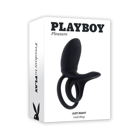 Playboy Just Right Rechargeable Silicone C-Ring - Red Garter
