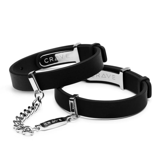 Crave ID Cuffs Black/Silver - Red Garter