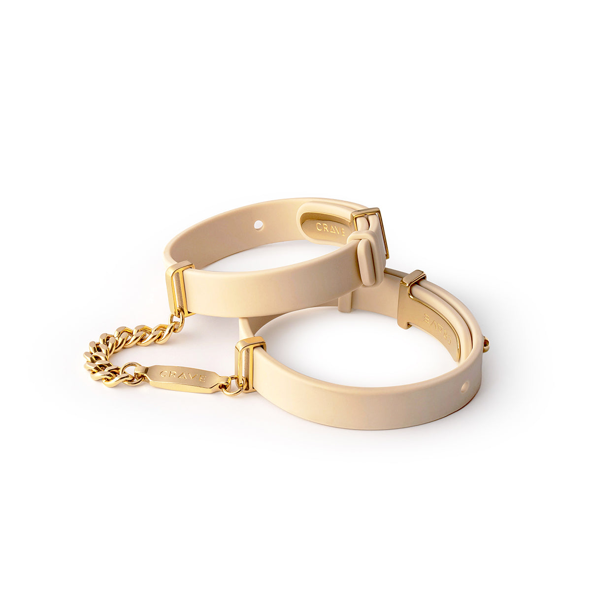 Crave ID Cuffs Beige/24kt Gold - Red Garter