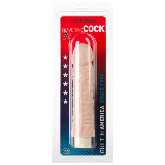 Quivering Cock: 8in.x 1.75in. (Flesh) - Red Garter