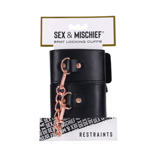 Sportsheets Sex & Mischief Brat Locking Cuffs - Red Garter