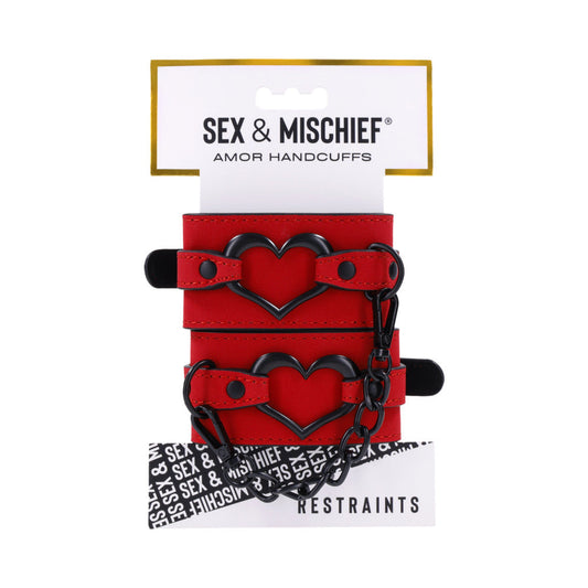 Sportsheets Sex & Mischief Amor Handcuffs - Red Garter
