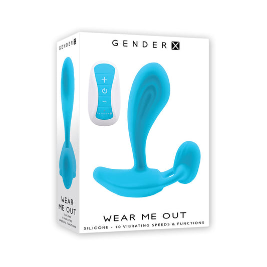 Gender X Wear Me Out Rechargeable Wearable With Remote Silicone Blue - Red Garter