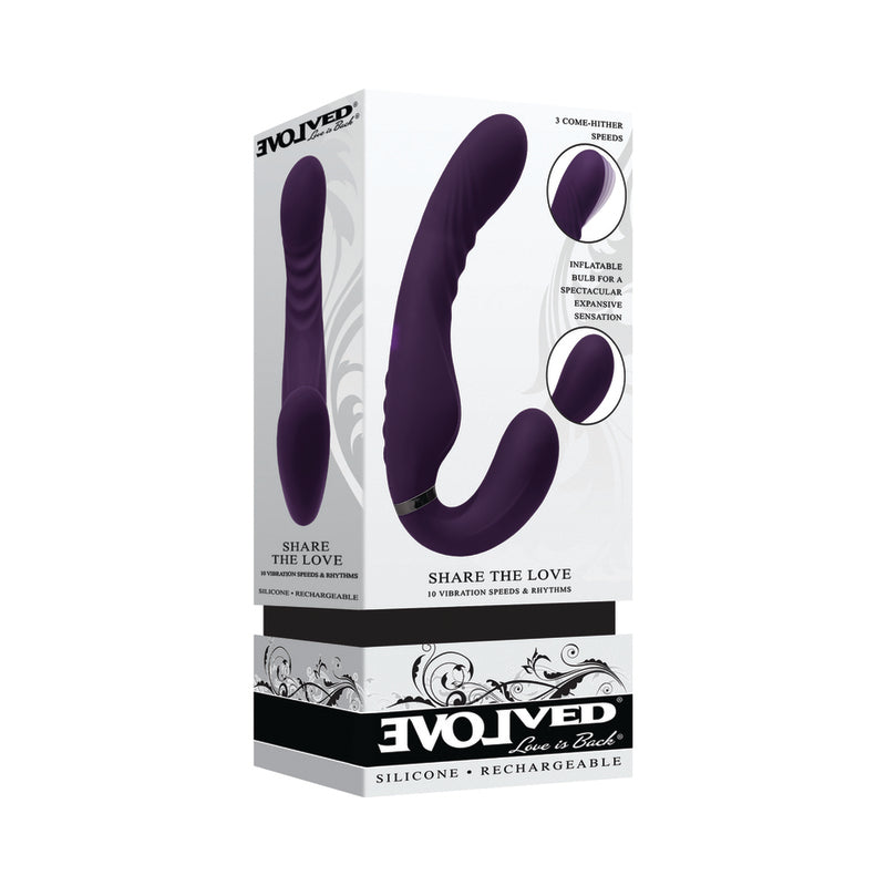 Evolved Share The Love Rechargeable Inflateable Strapless Strap On Silicone Purple - Red Garter