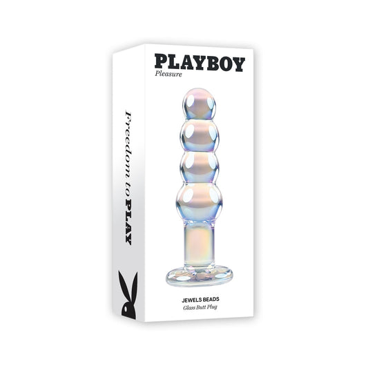 Playboy Jewels Beads Glass Dildo - Red Garter