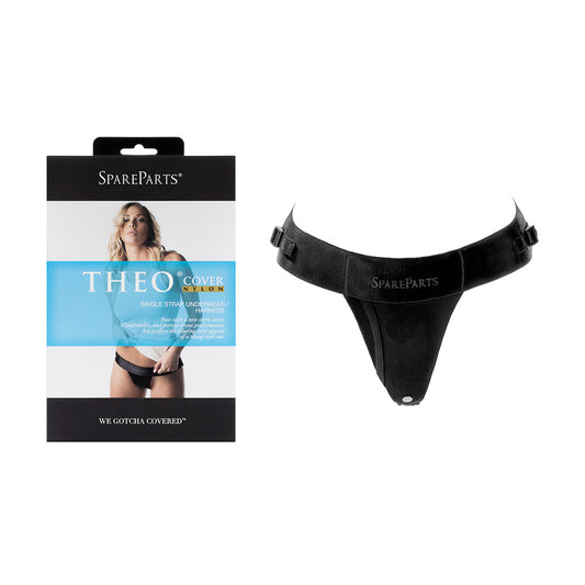 SpareParts Theo Cover Underwear Harness Black (Single Strap) Size A Nylon - Red Garter
