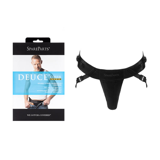 SpareParts Deuce Cover Underwear Harness Black (Double Strap) Size B Nylon - Red Garter