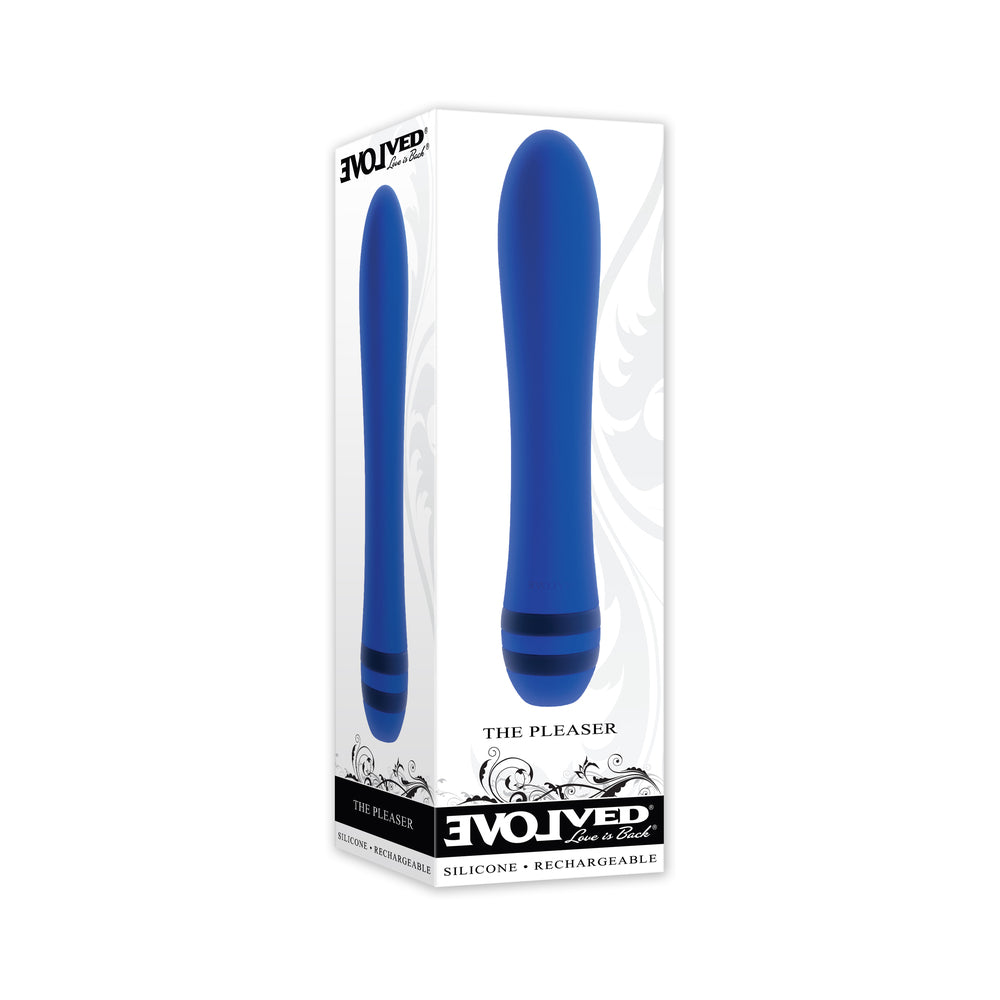 Evolved The Pleaser Rechargeable Vibrator Silicone Blue - Red Garter