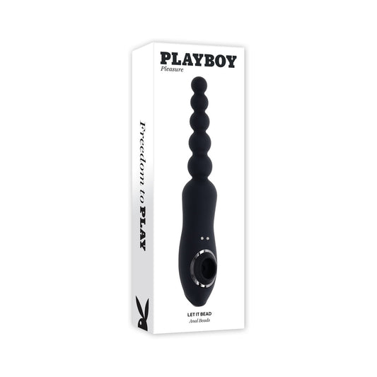 Playboy Let It Bead Rechargeable Flexible Dual-Ended Anal Vibe with Suction - Red Garter