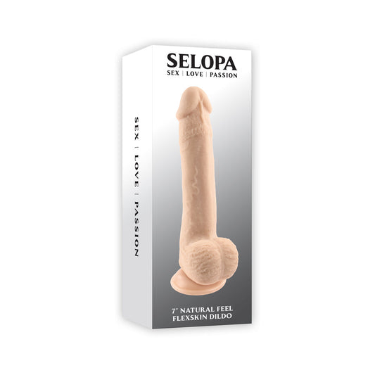 Selopa Natural Feel Flexskin Bendable Dildo with Moving Material 7 in. Light - Red Garter