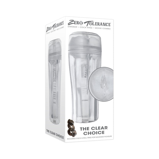 Zero Tolerance The Clear Choice Stroker TPE Clear - Red Garter