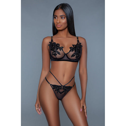 BeWicked Evangeline Set Black S/M - Red Garter