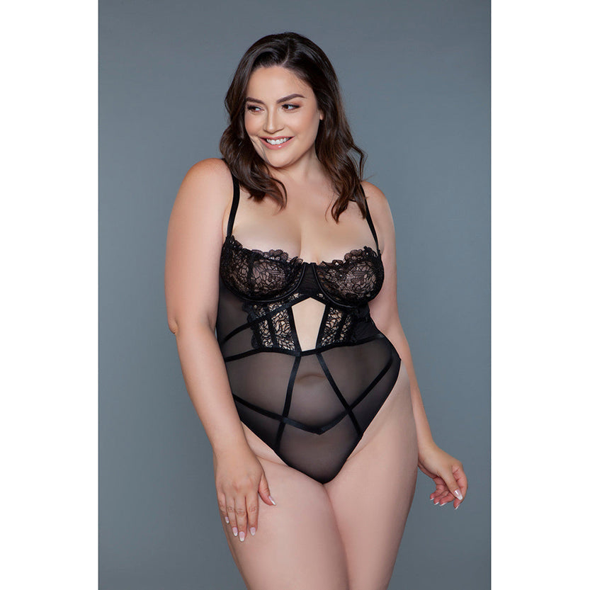 BeWicked Cameryn Bodysuit 1XL - Red Garter