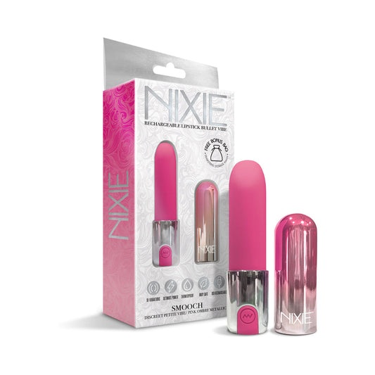 Nixie Smooch Rechargeable Lipstick Bullet Vibrator Pink Ombre - Red Garter