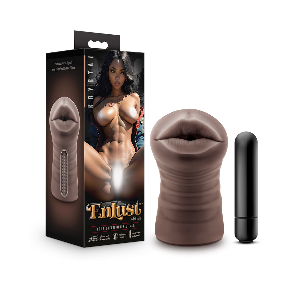 EnLust Krystal Vibrating Stroker Brown - Red Garter