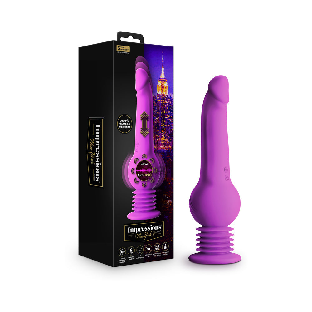 Impressions New York Gyroquake Dildo Purple - Red Garter