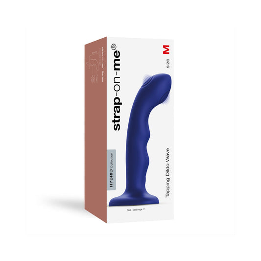 Strap-On-Me Tapping Dildo Wave Night Blue - Red Garter
